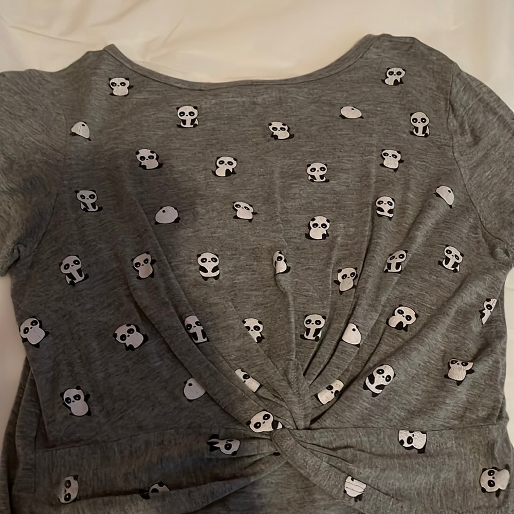 Gray panda tie top